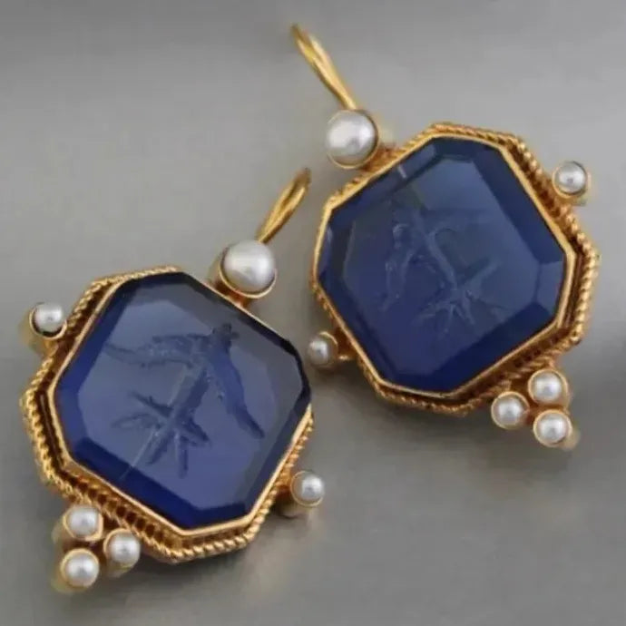 Elegant Vintage Geometric Pearl Drop Earrings for Women Zinc Alloy Bridal Gift