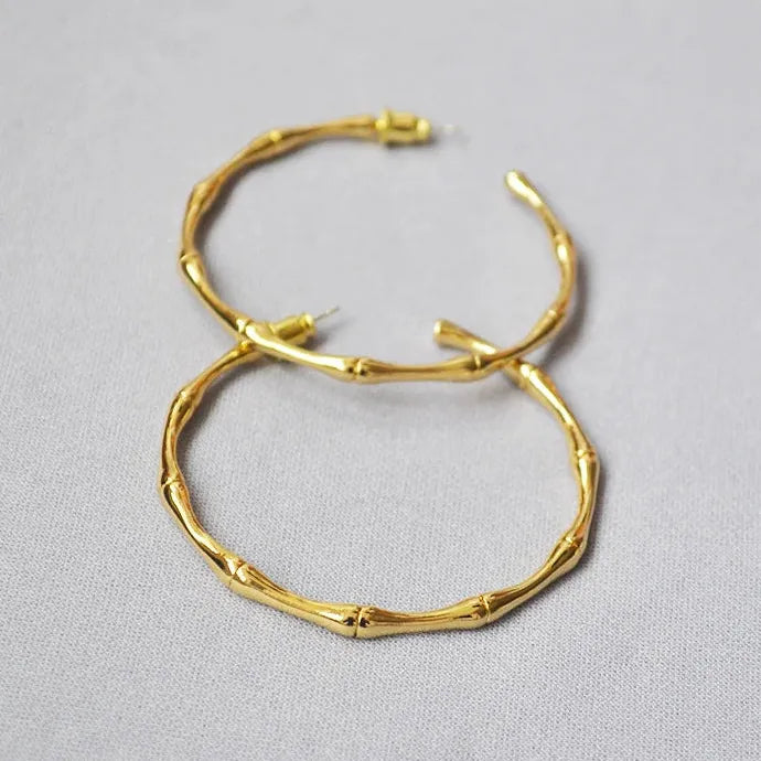 Classic Gold Bamboo Knot Drop Earrings for Women Metal Geometry Jewelry Gift