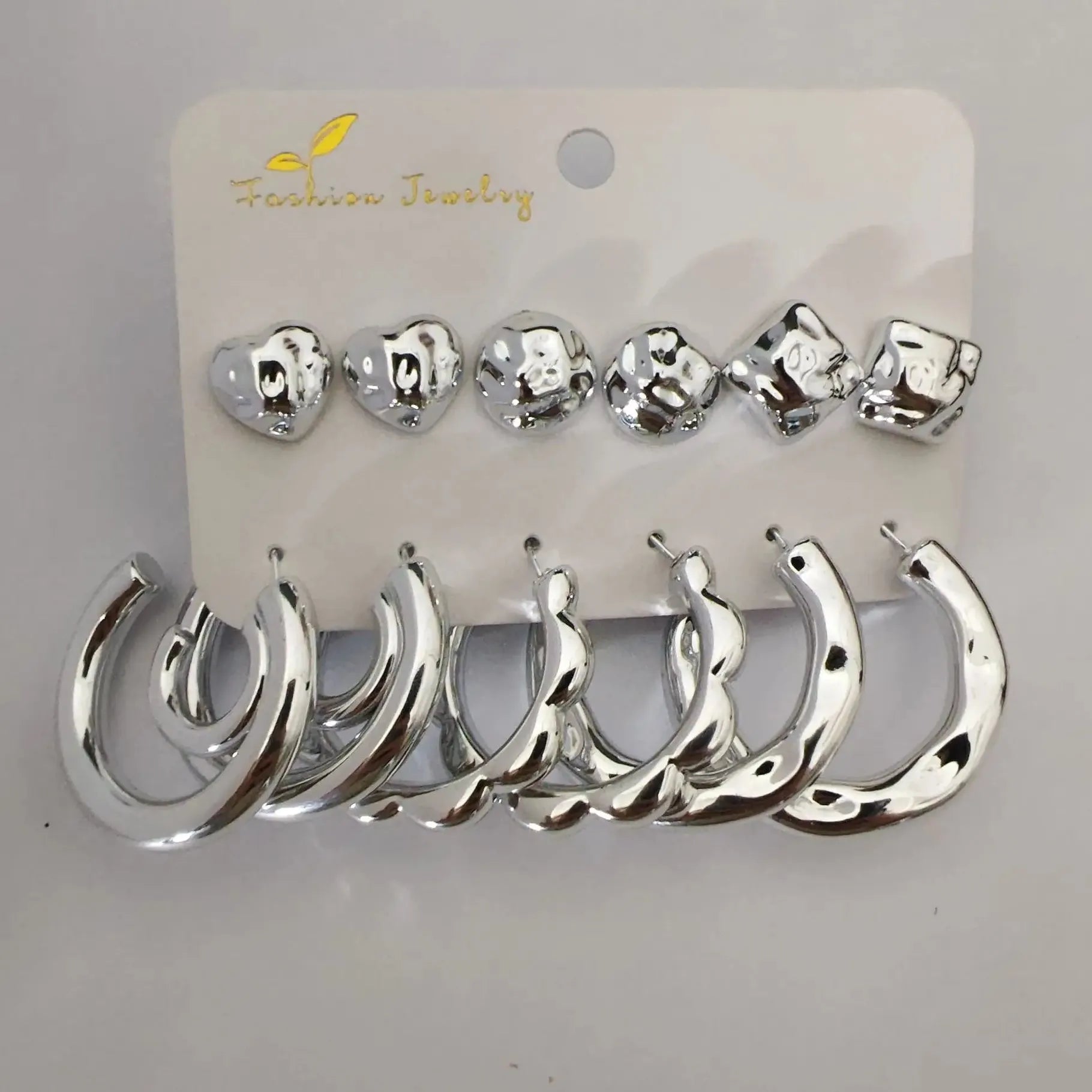 12Pcs Vintage Gold Geometric Water Drop C-Earrings Tungsten Zinc Alloy