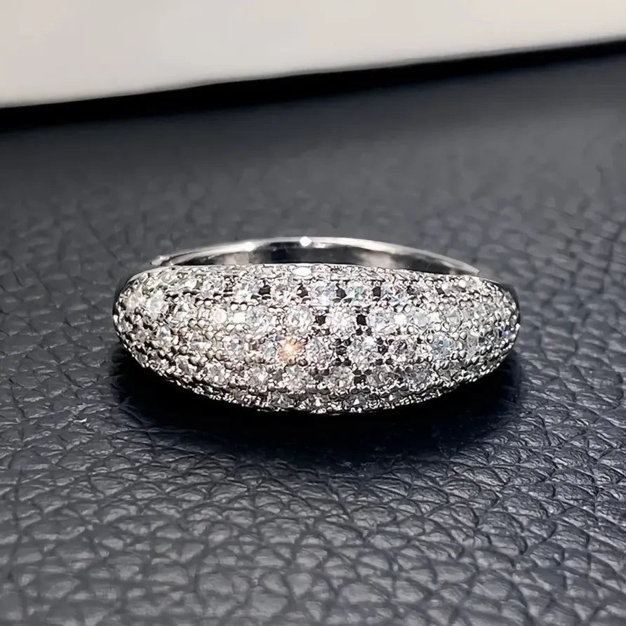 Geometric Women’s CZ Wedding Band Sparkling Luxury Party Ring
