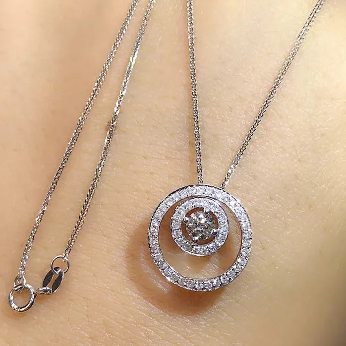 Geometric Circle Pendant Necklace for Women Copper Alloy Bridal Jewelry