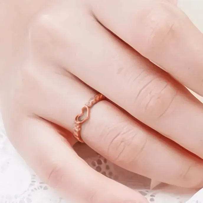 Hollow Heart Cubic Zirconia Brass Rings for Women Thin Wedding Bands Anniversary Jewelry