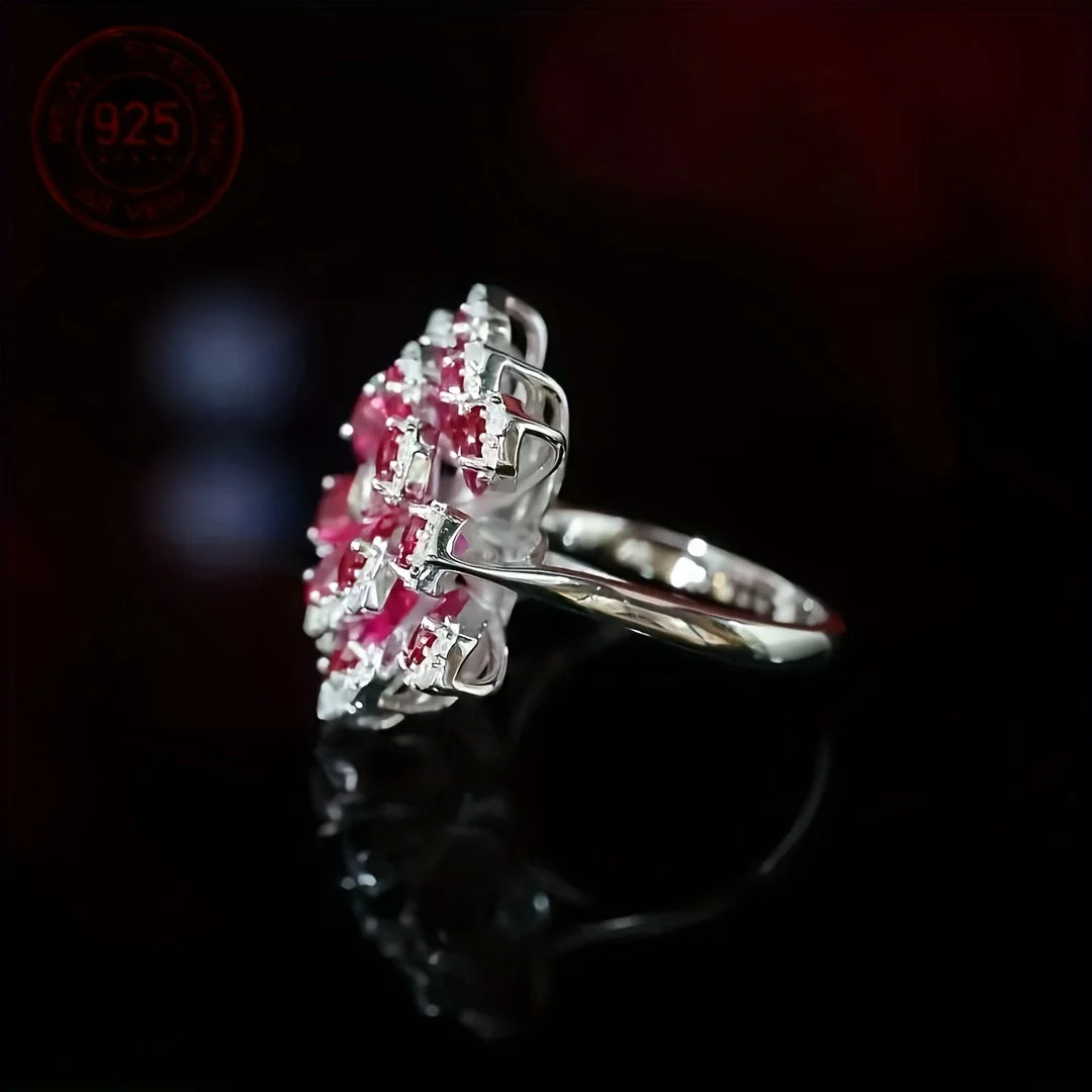 2026 New Trendy Temperament Big Flower Ring 925 Sterling Silver Full AAAAA Zircon Women Wedding Engagement Banquet Jewelry