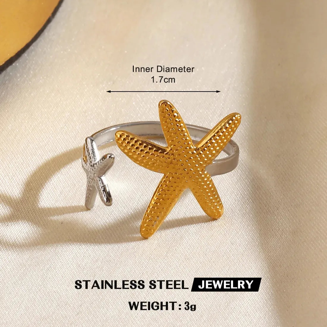 Vintage Stainless Steel Starfish Heart Flower Leaf Rings for Women Gifts Jewelry