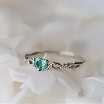 Cute Heart Cubic Zirconia Ring for Women, Creative Design, Daily Wear Jewelry Accessory
