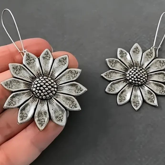Geometric Sunflower Drop Earrings for Women Zinc Alloy Fashion Jewelry
