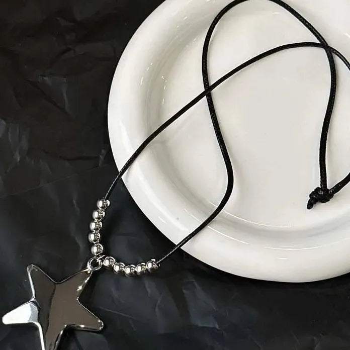 Simple Metal Star Pendant Necklace Unisex Punk Hip Hop Y2K Jewelry Accessory