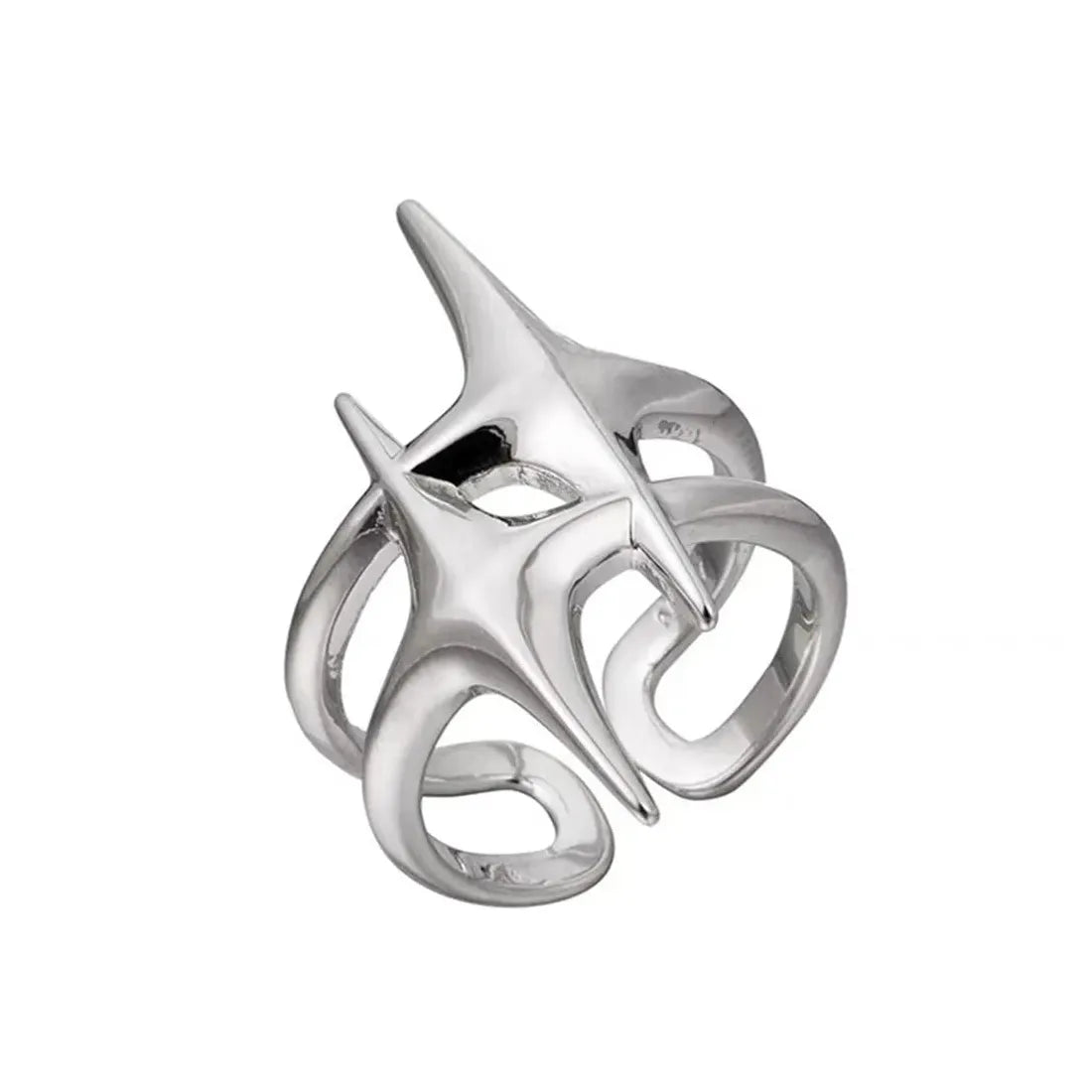Y2K Adjustable Star Punk Ring Vintage Silver Copper Jewelry Gift Men