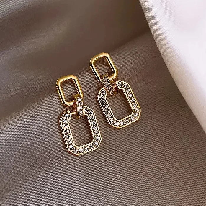 Luxury Micro Inlaid Zircon Geometric Square Dangle Earrings Women 2024 Party Jewelry