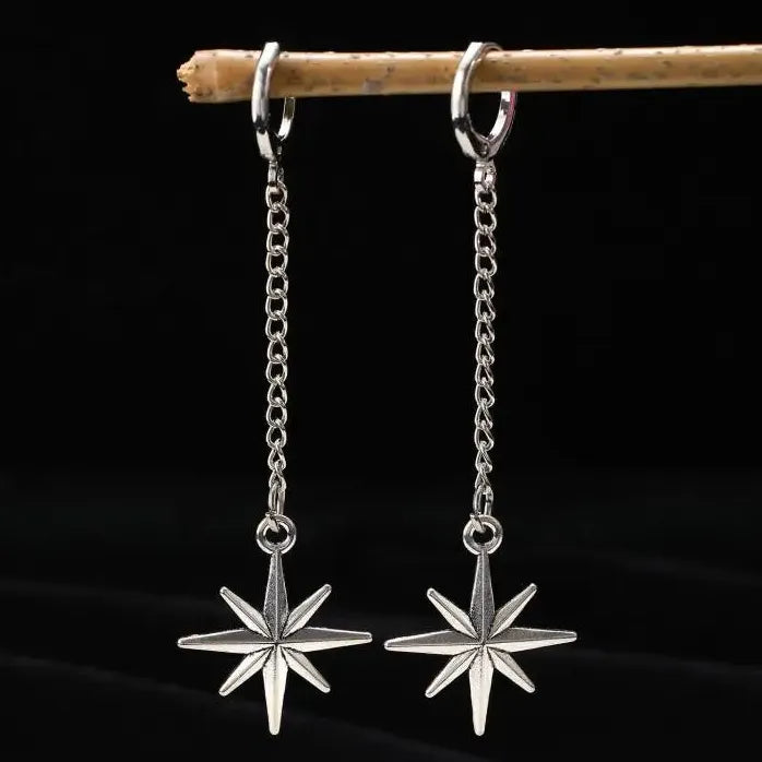 Y2K Gothic Star Cross Hoop Earrings Punk Hip Hop Fashion Jewelry