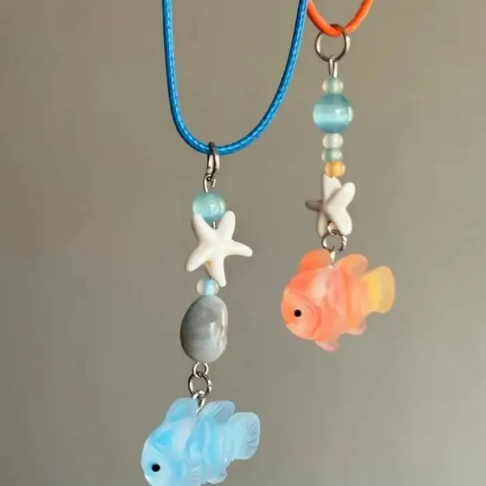 Acrylic Cartoon Clownfish Pendant Necklace for Women Girls Marine Jewelry Gift