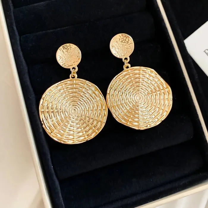 Exaggerated Round Geometric Zinc Alloy Drop Earrings for Women Gift