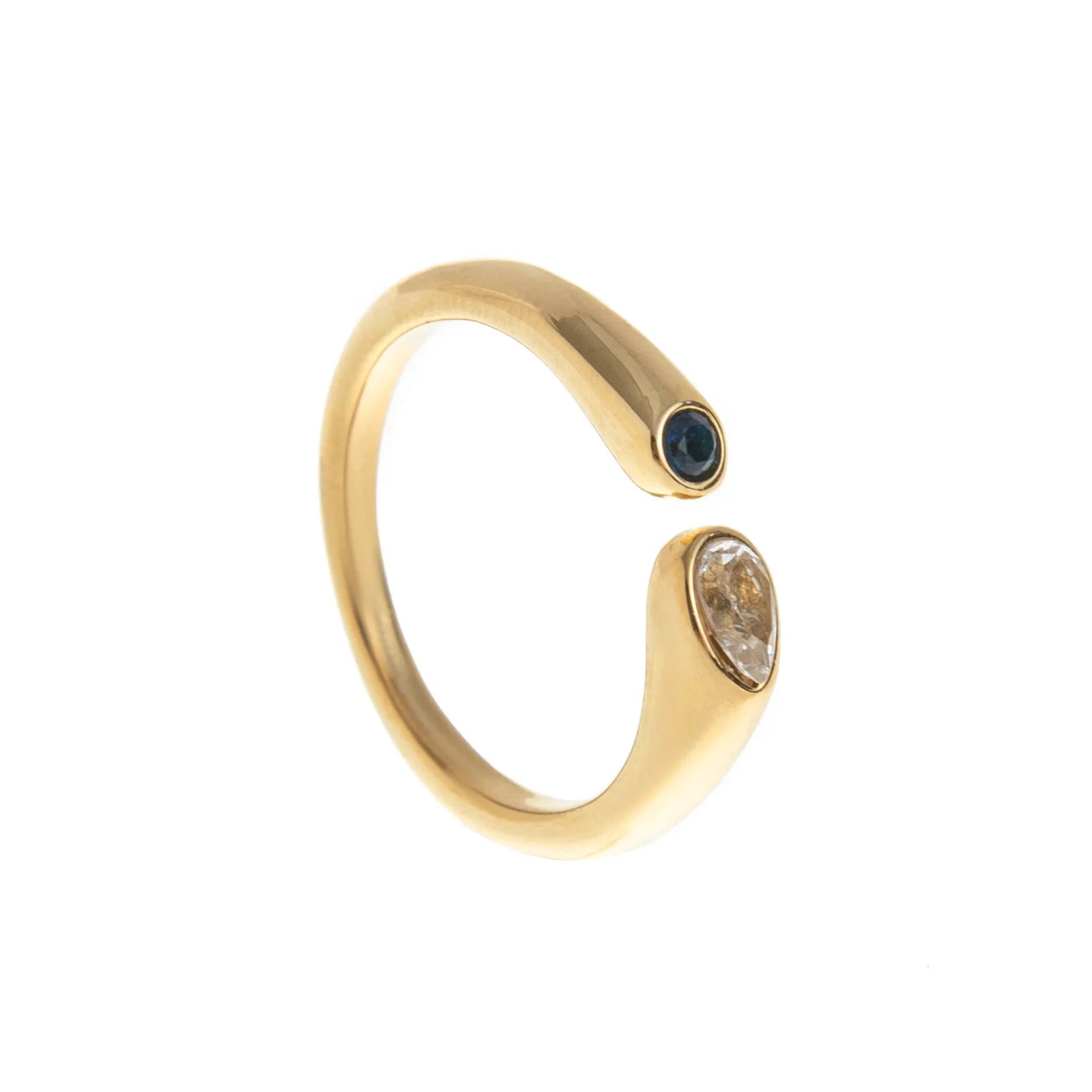 18k Gold Plated Stainless Steel 12 Month Birthstone Water Droplet Zircon Ring