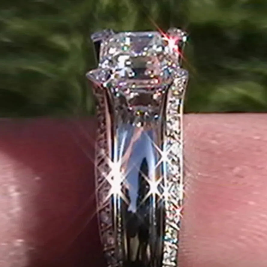 Fashion Copper Wedding Ring for Women Micro Paved Zircon Engagement Jewelry