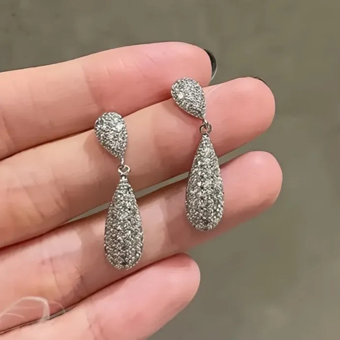Waterdrop Silver Geometric Dangle Earrings Dainty Wedding Jewelry Women
