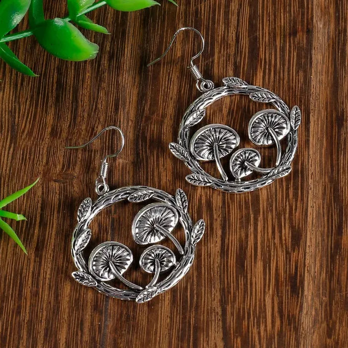 Handmade Bohemian Women's Earrings Zinc Alloy Mushroom Pendant Christmas Gift