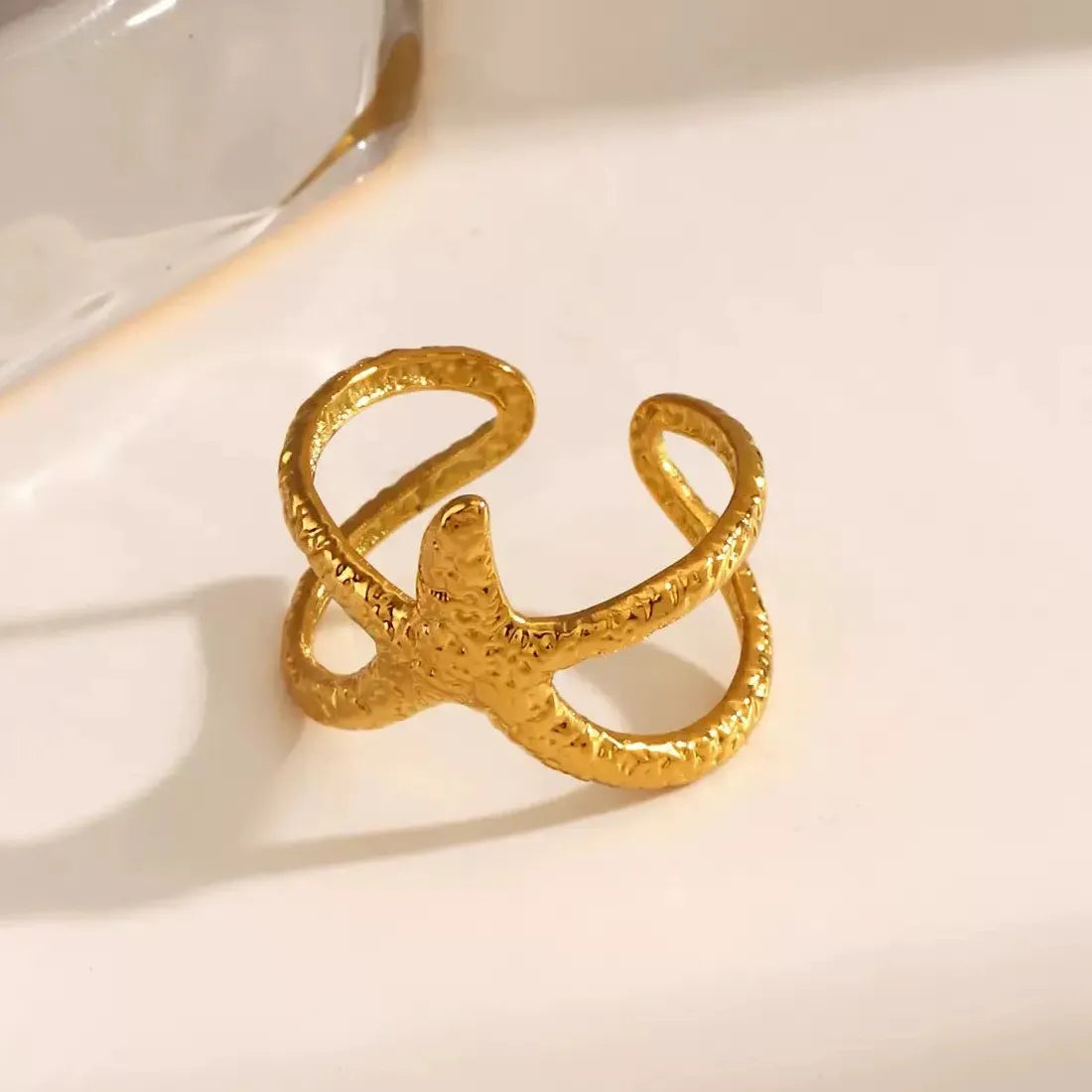 2026 Stainless Steel Starfish Dolphin Shell Adjustable Waterproof Ring for Women