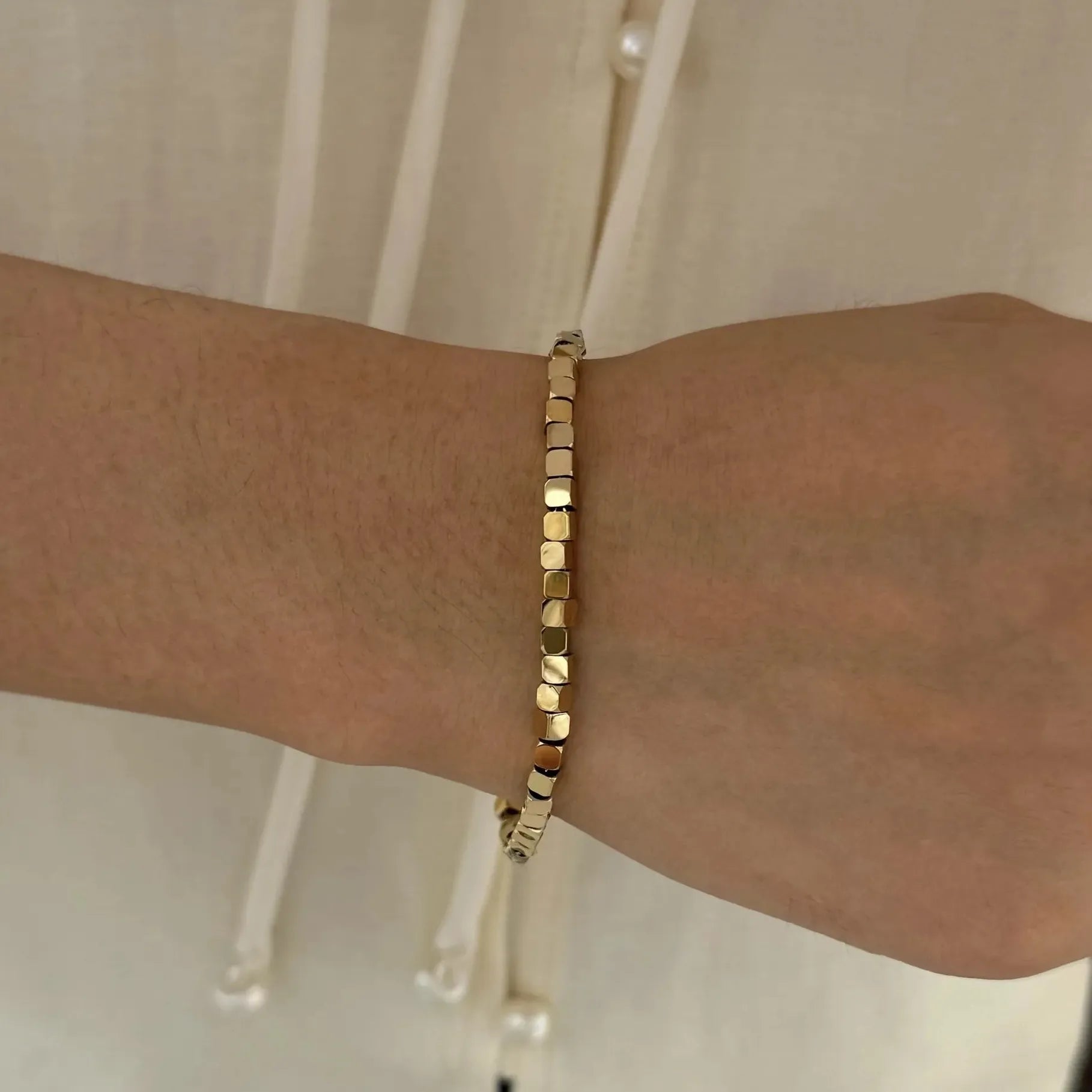 18K Gold Plated Stainless Steel Flat Snake Chain CZ Bracelet for Women Stylish