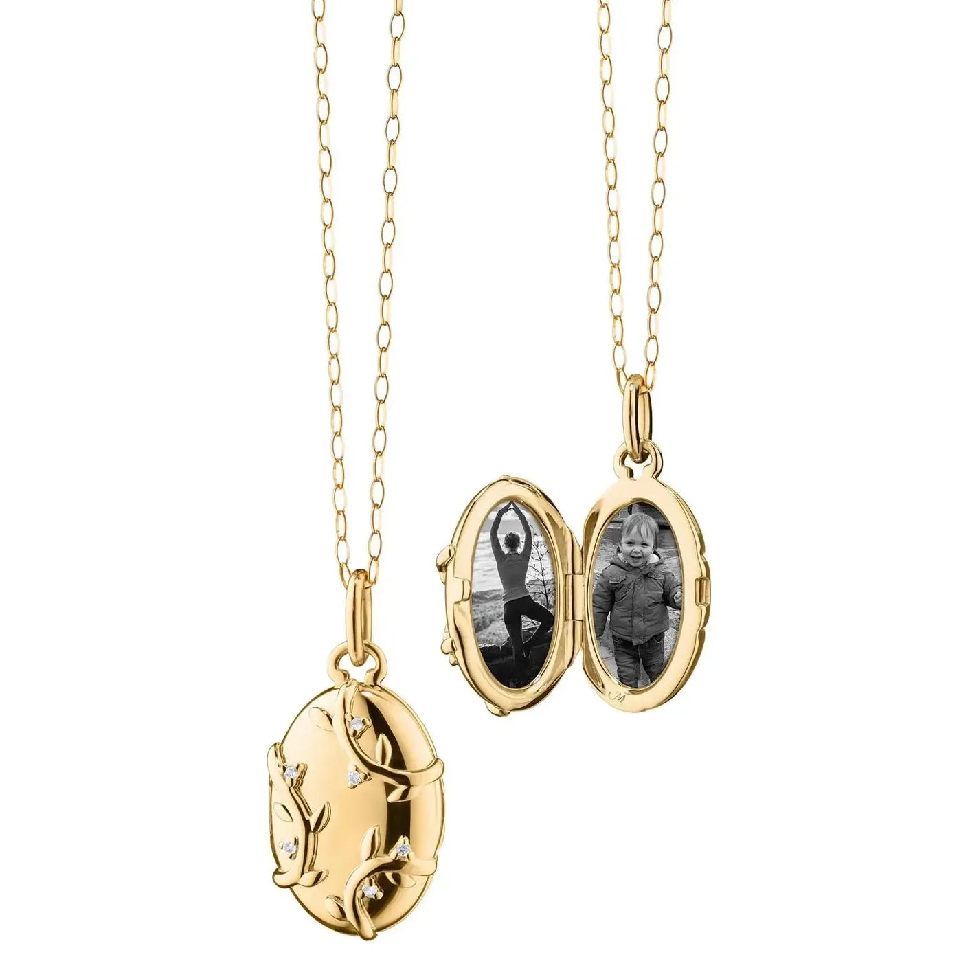 18K Gold Geometric Oval Photo Pendant Necklace Stainless Steel Choker Gift for Her
