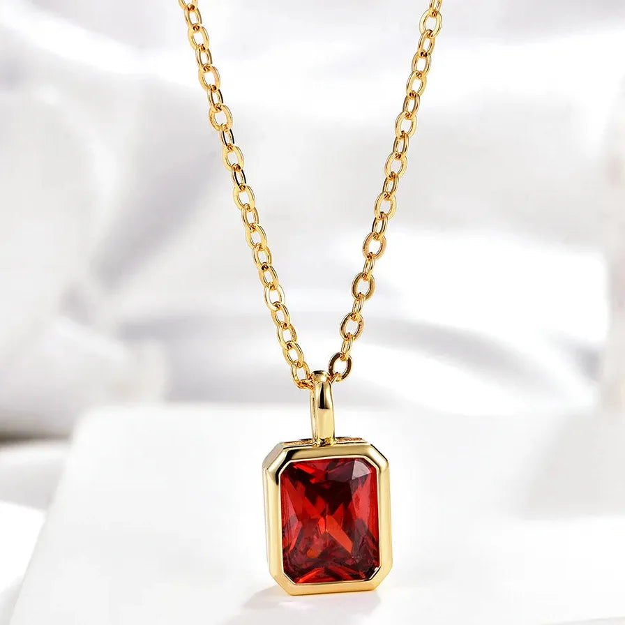 Multicolor Crystal Square Zircon Gold Choker Necklace for Women Party Jewelry