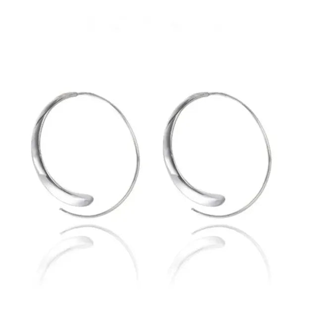 Minimalist Long Hook Spiral Hoop Earrings for Women Zinc Alloy Jewelry
