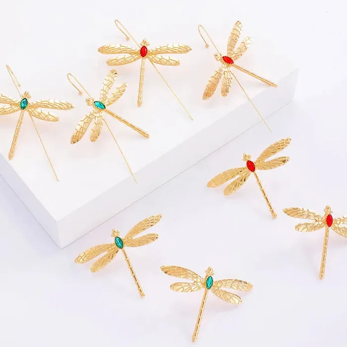 Dragonfly Zinc Alloy Drop Earrings for Women Retro Punk Party Gift