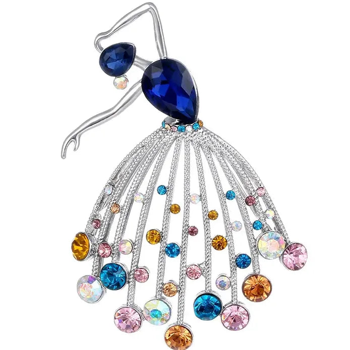 Vintage Rhinestone Ballet Girl Brooch Pin Elegant Gift for Women