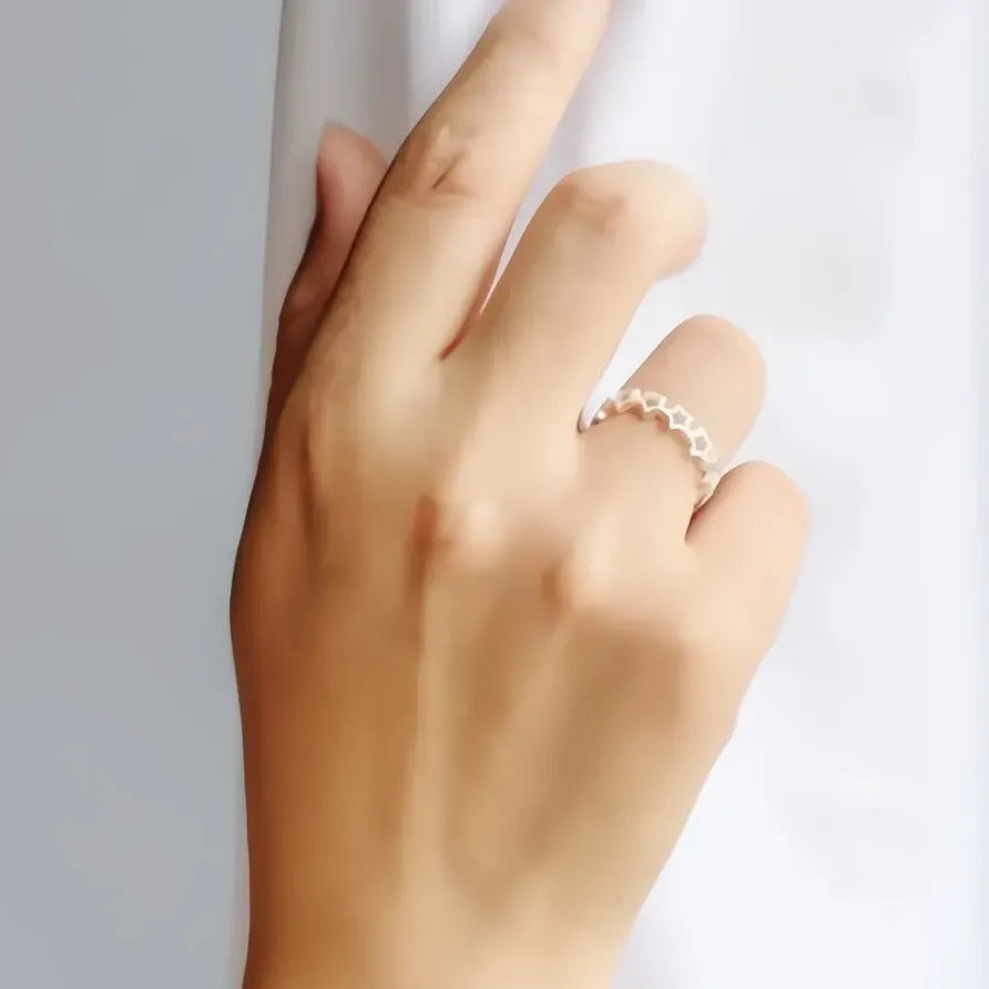 Trendy Minimalist Silver Star Open Ring for Women Fashion Jewelry
