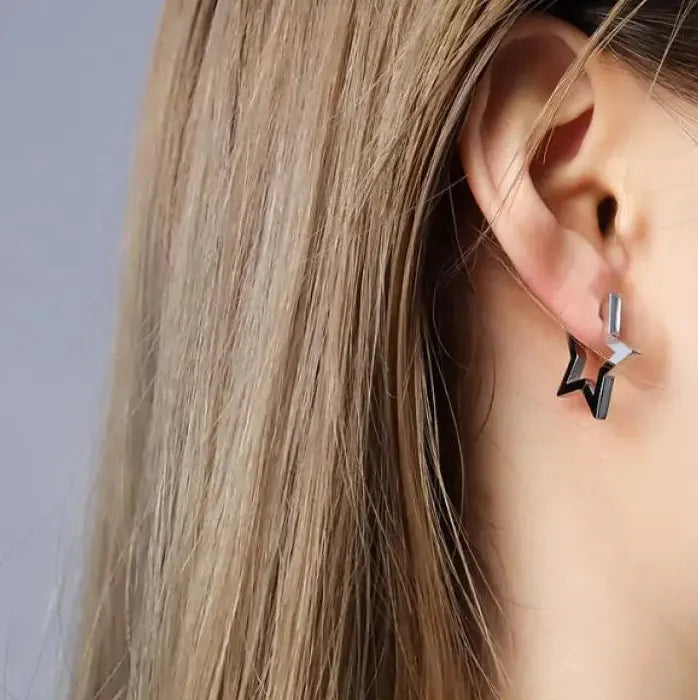 Vintage Gold Star Hollow Hoop Earrings for Women Christmas Jewelry Gift