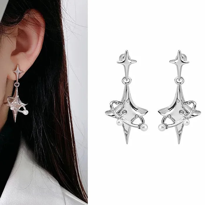 Gold Color Geometric Flame Hoop Earrings for Women Punk Fashion Jewelry