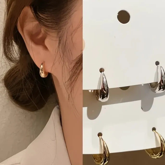 Copper Alloy Geometric Hoop Earrings Simple Versatile Daily Jewelry