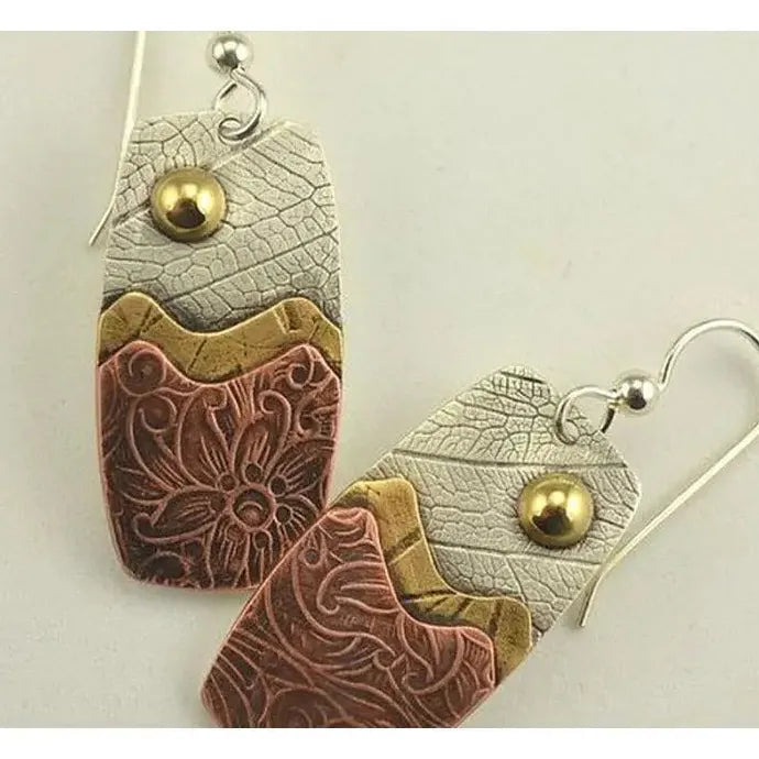 Vintage Geometric Bohemian Metal Carved Drop Earrings for Women Parties Engagements