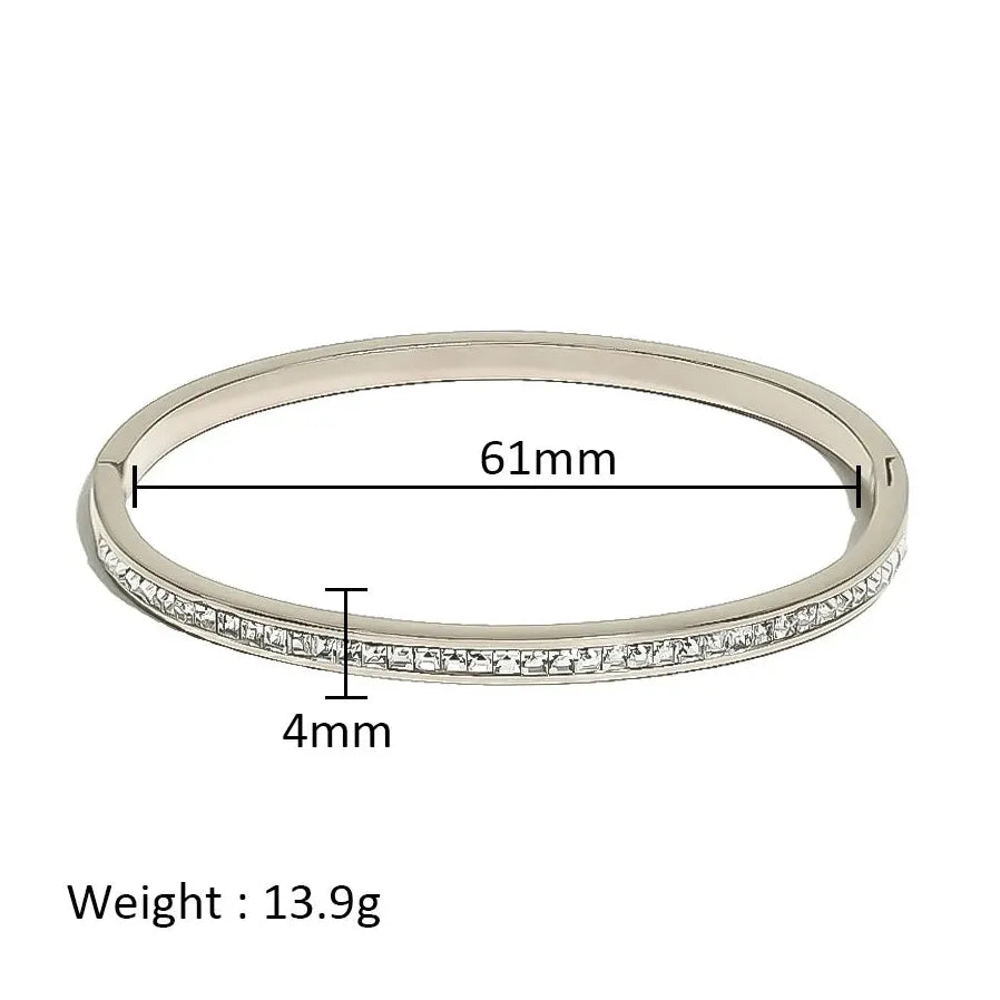 Waterproof Stainless Steel Multicolor Crystal Zirconia CZ Bangle Bracelet Women