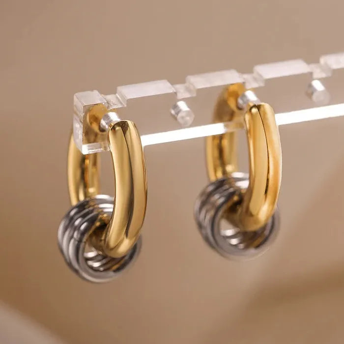 Stainless Steel Retro Large & Small Hoop Earrings for Women