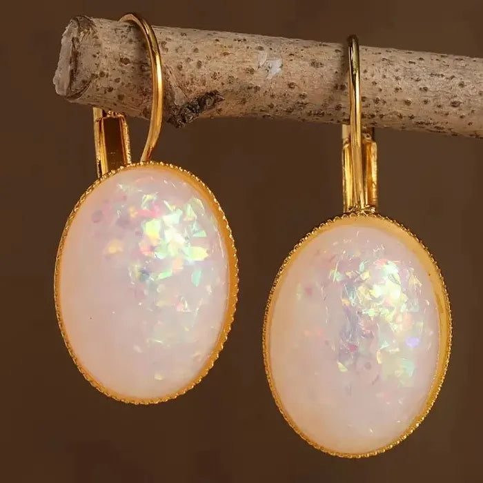 Gold Hoop Earrings White Gemstone Drop Earrings Women's Luxury Wedding Jewelry Gifts