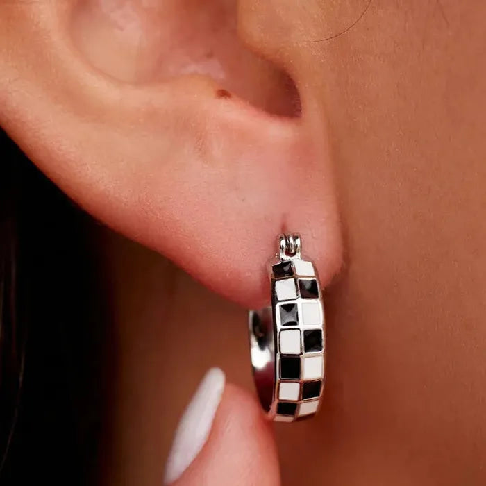 Classic Design Women's Square Resin Inlaid Drop Earrings Copper Jewelry