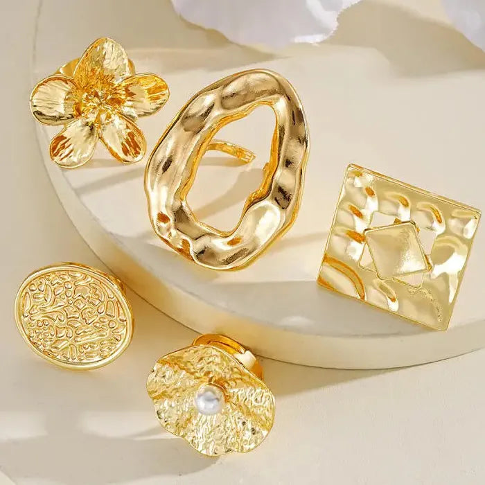 5Pcs Adjustable Hollow Square Skeleton Rings for Women Fashion Jewelry