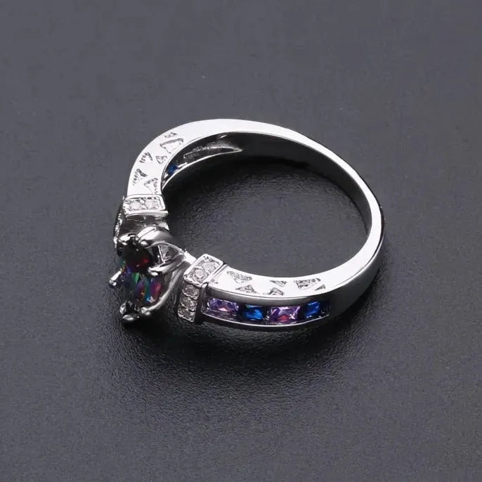 Vintage Marquise Purple CZ Prong Setting Brass Cocktail Ring Women Sizes 6-10