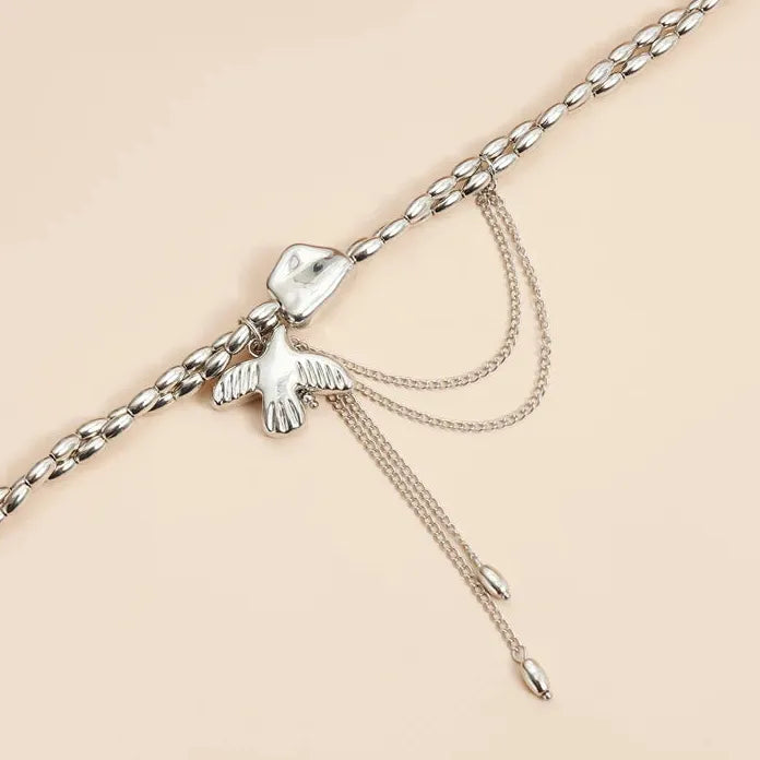 Adjustable Metal Peace Dove Pendant Necklace Zinc Alloy Vintage Gift
