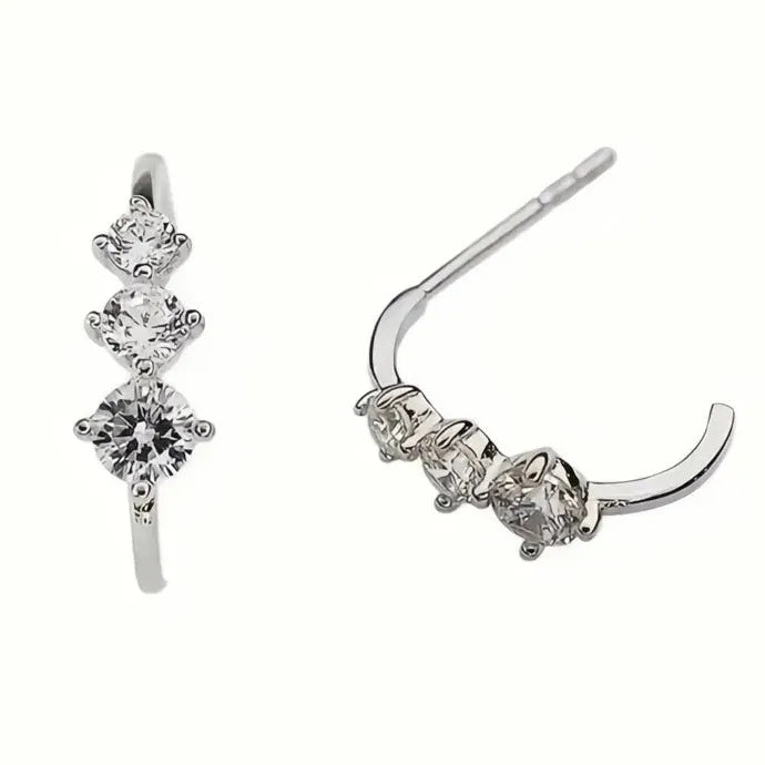 Elegant Minimalist Cubic Zirconia Geometric Hoop Earrings for Wedding Women