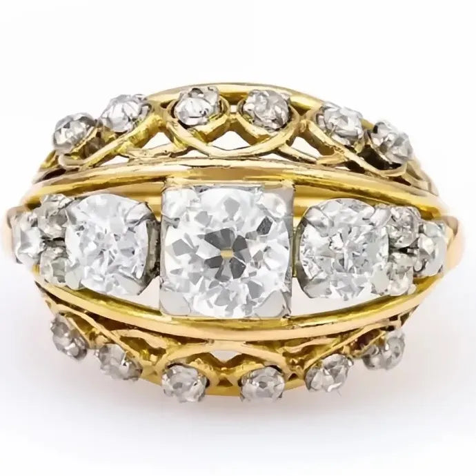 Women’s Geometric CZ Wedding Ring Gold Color Brass Luxury Jewelry