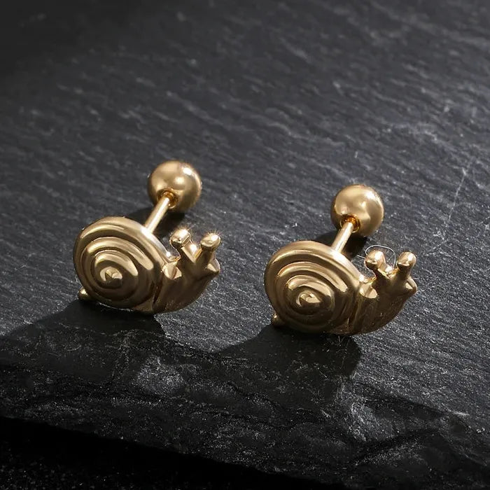 Copper Snail Stud Earrings for Women Vintage Small Animal Jewelry Gift