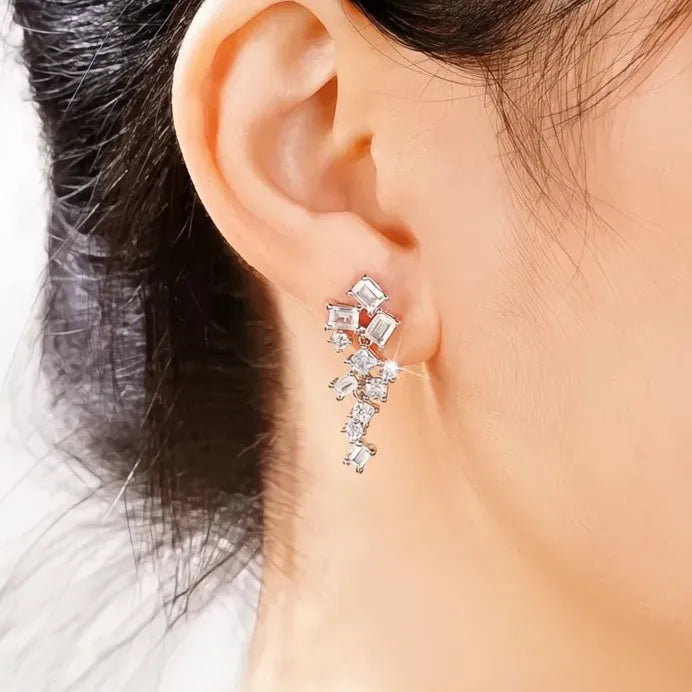 Geometric Cubic Zirconia Dangle Earrings Stylish Wedding Jewelry Women
