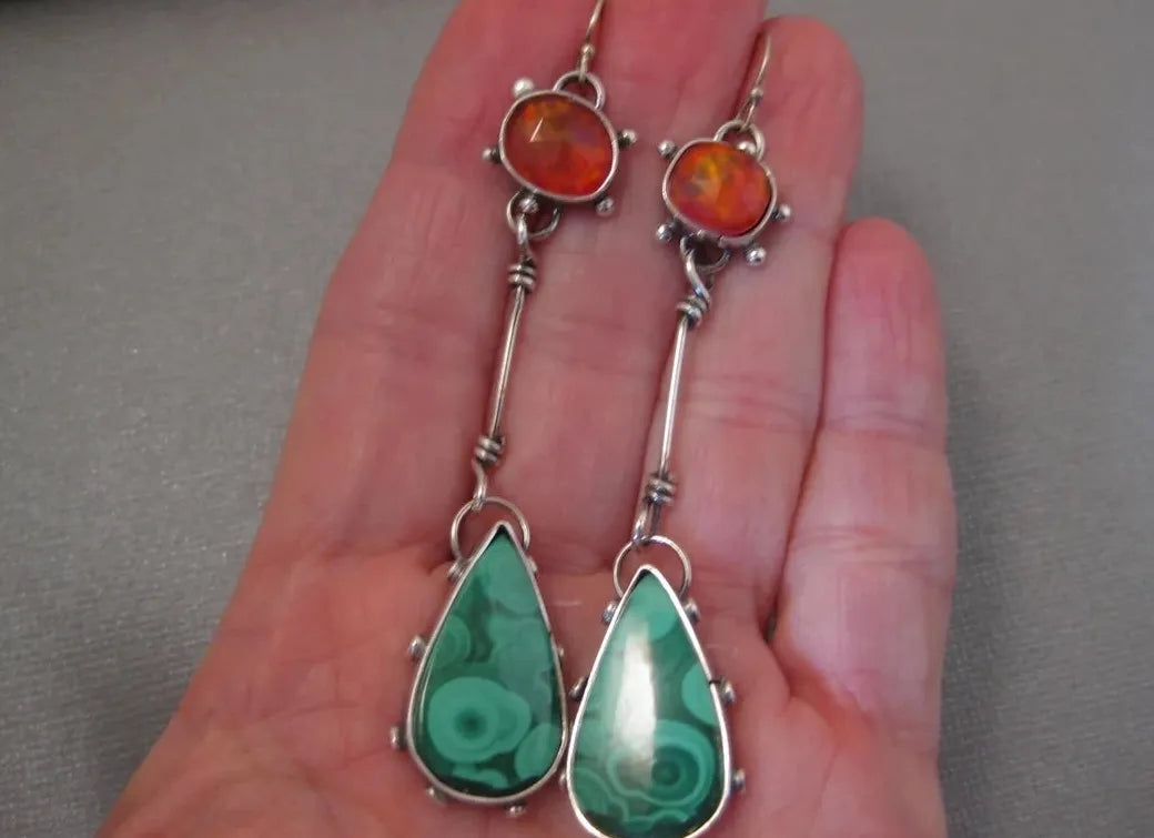 Vintage Geometric Water Drop Resin Zinc Alloy Dangle Earrings for Women