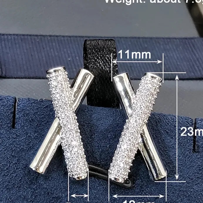 X Shaped Women’s Cubic Zirconia Stud Earrings for Wedding & Daily Wear