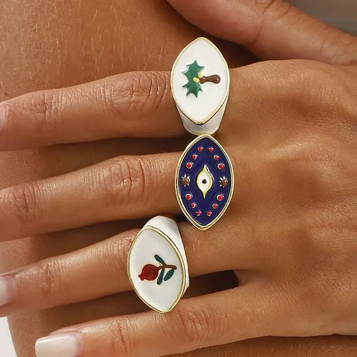 Adjustable Flower Tree Leaf Eye Rings for Women Men Gift 2025 Vintage Jewelry