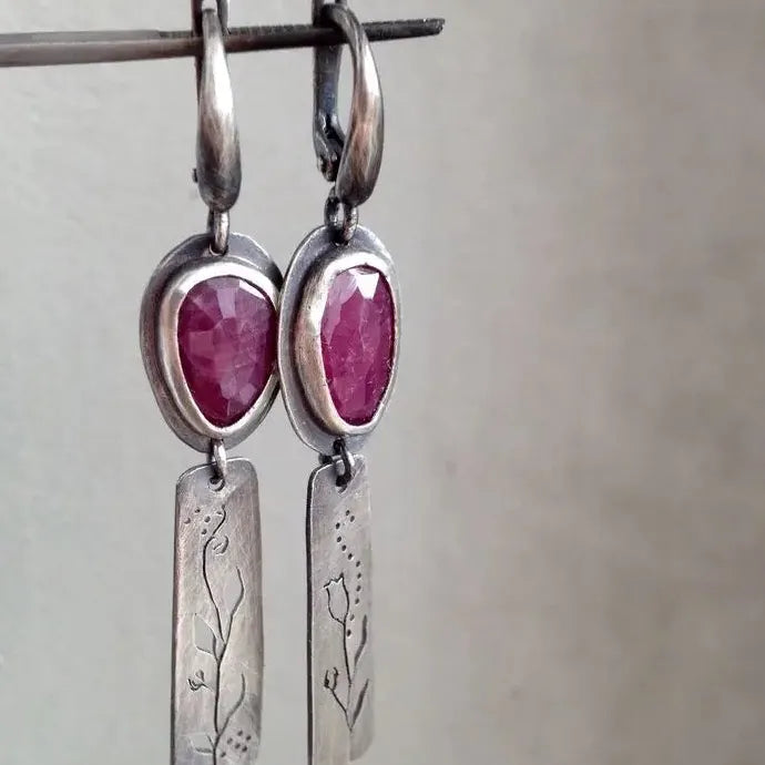 Silver Water Drop Dangle Earrings with Natural Stone for Women Bridal Wedding Gifts