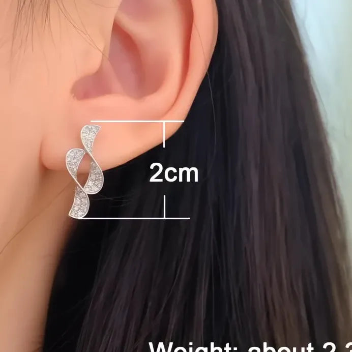 Dainty Silver Geometric Stud Earrings with Cubic Zirconia for Women
