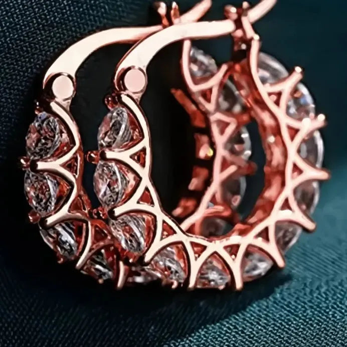 Women’s Geometric Hoop Earrings with Cubic Zirconia for Daily & Wedding