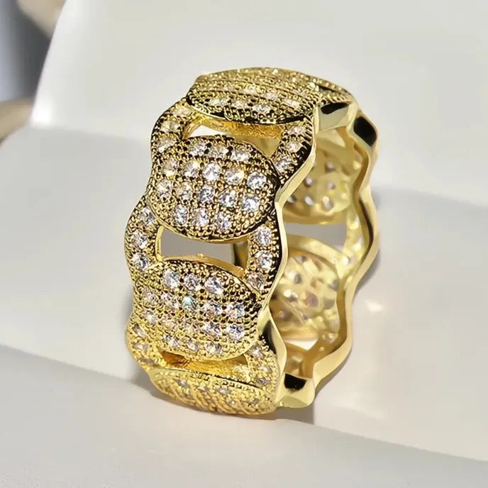 Luxury Geometric Micro Pave Cubic Zirconia Wedding Ring for Women Brass Silver Gold